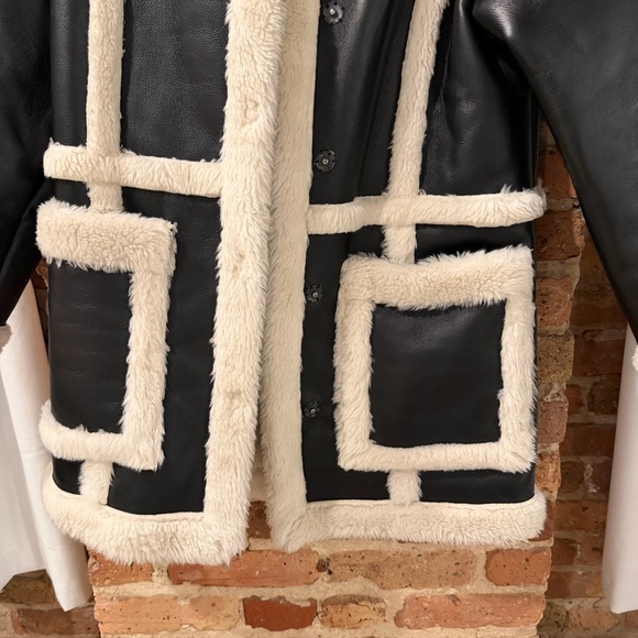 Abercrombie & Fitch Leather Jacket with Cream Accents - Picture 5 of 8